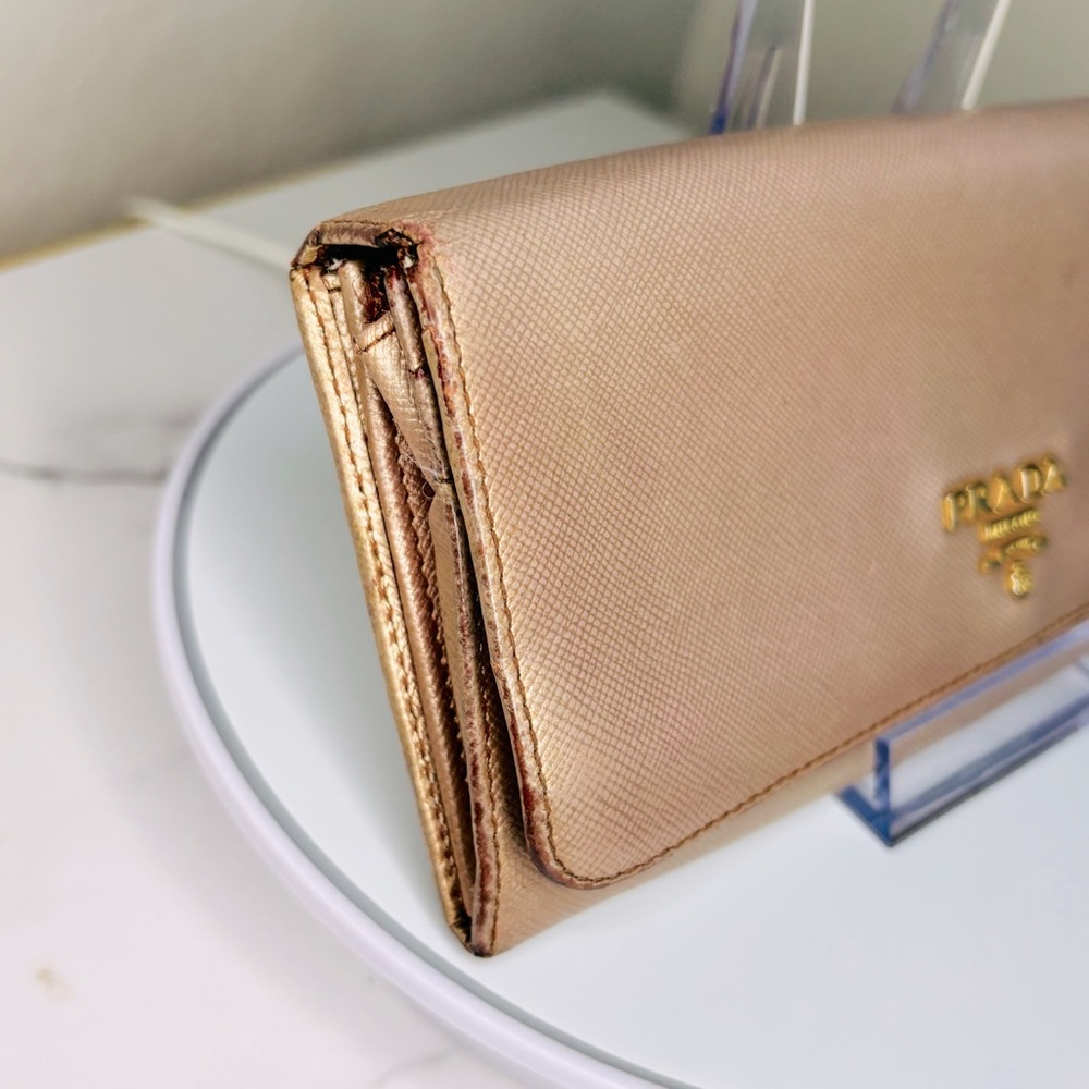 Prada Blush Pink Metallic‎ Style Women's Long Wallet - Fair Condition - Picture 4 of 13